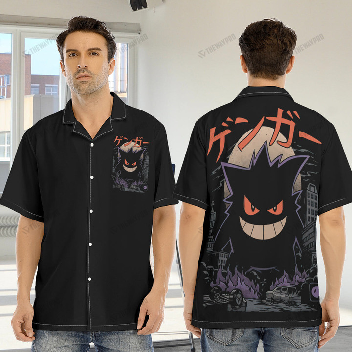 Gengar Ghost Kaiju Custom Men's Hawaiian Shirt With Button Closure