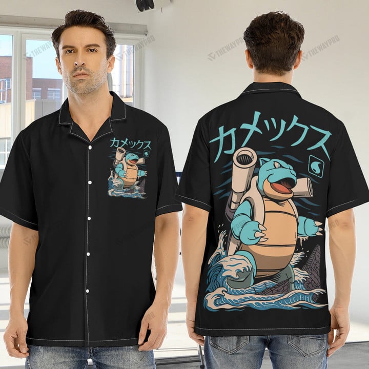 Blastoise Water Kaiju Custom Men's Hawaiian Shirt With Button Closure