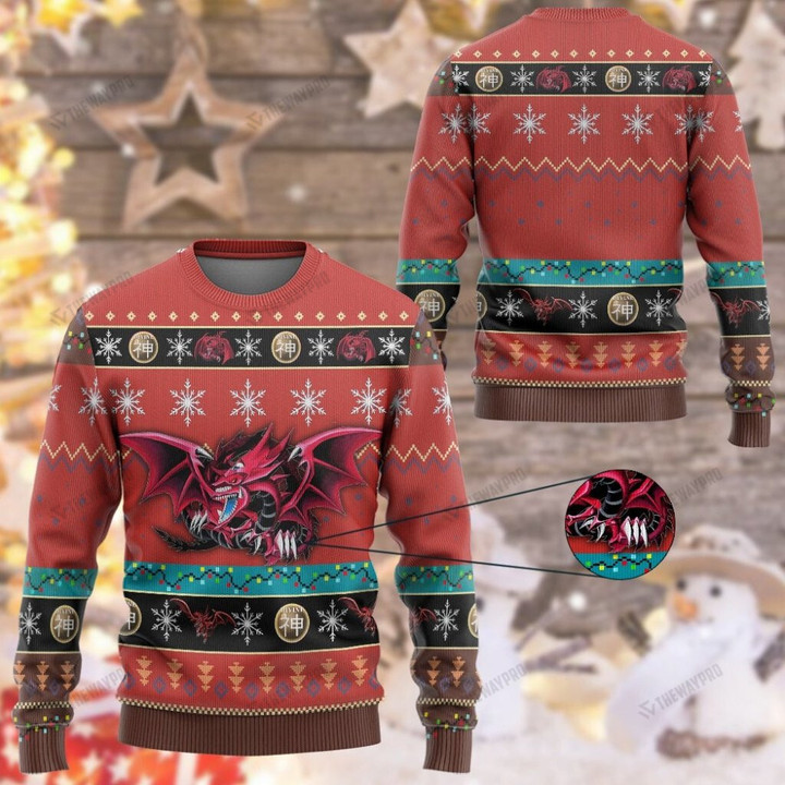 Anime YGO Slifer the Sky Dragon Custom Imitation Knitted Sweatshirt