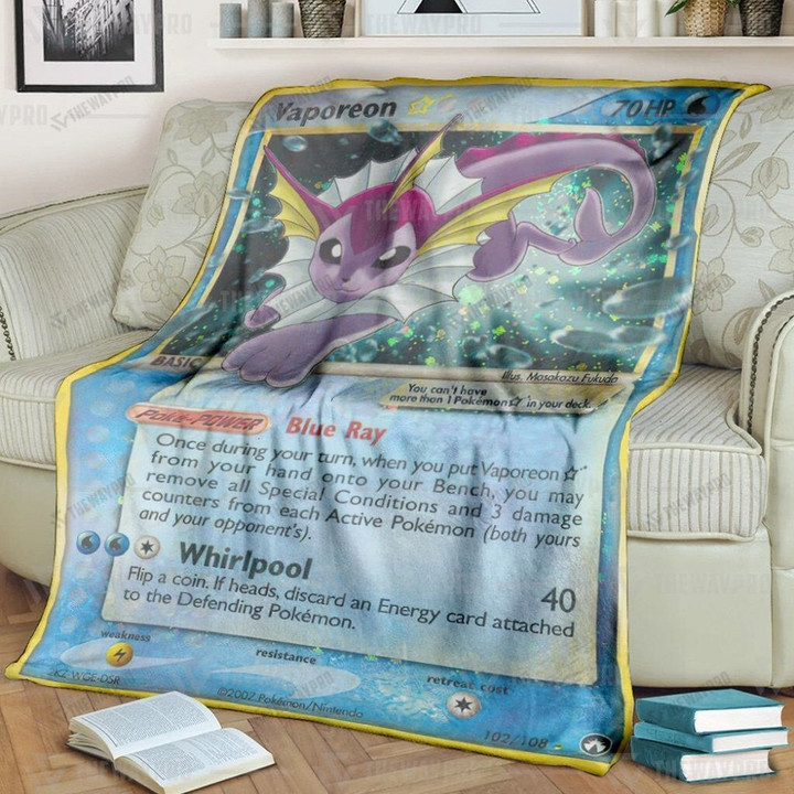 Anime Pkm Vaporeon Gold Star Custom Soft Blanket / S/(43X55)