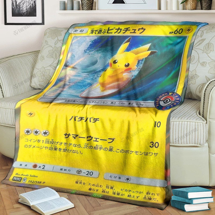Anime Pkm Surfing Pikachu Custom Soft Blanket / S/(43X55)