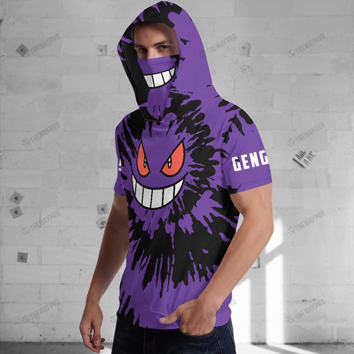 Gengar Tie Dye Face Custom Hooded T-shirt