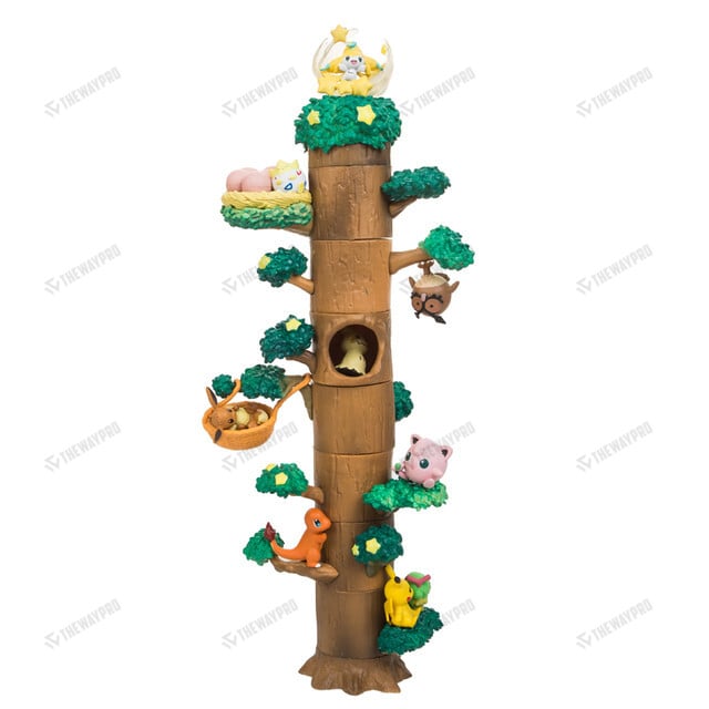 8Pcs/Set Toy tree stump Pocket Monster Pikachu Forest Action Figure Model Game