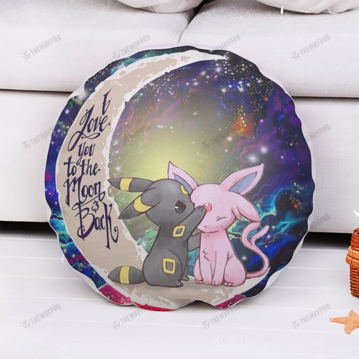 I Love You To The Moon And Back Espeon Umbreon Round Pillow