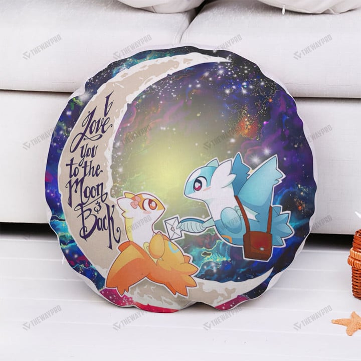 I Love You To The Moon And Back Latios Latias Round Pillow