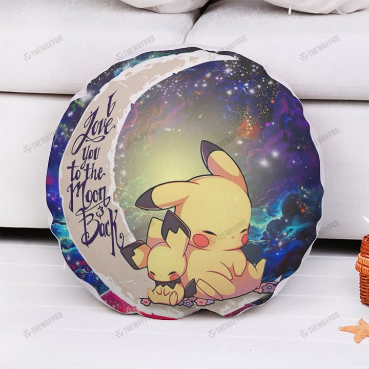 I Love You To The Moon And Back Pikachu Round Pillow