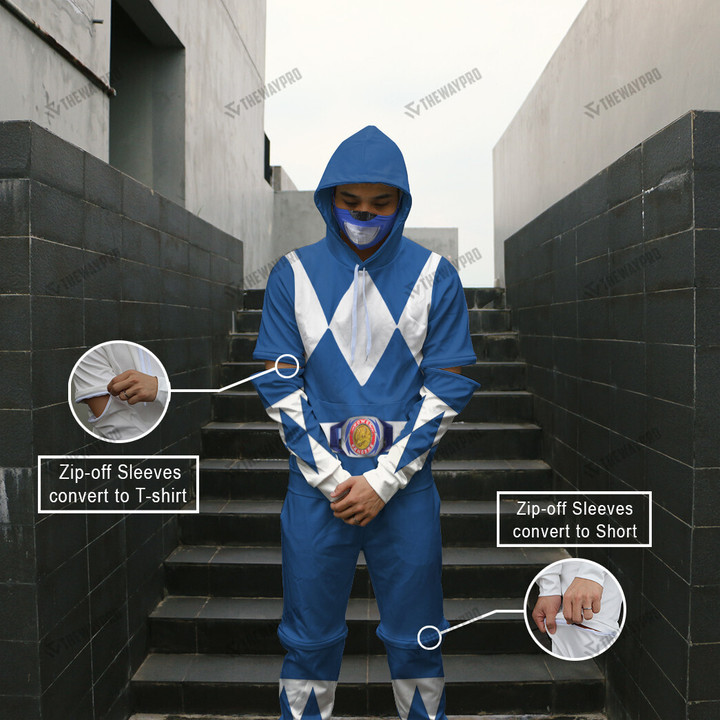[BUY 1 SET GET 1 MASK FREE + FREESHIPPING] Mighty Morphin Blue Power Ranger Custom Convertible Set