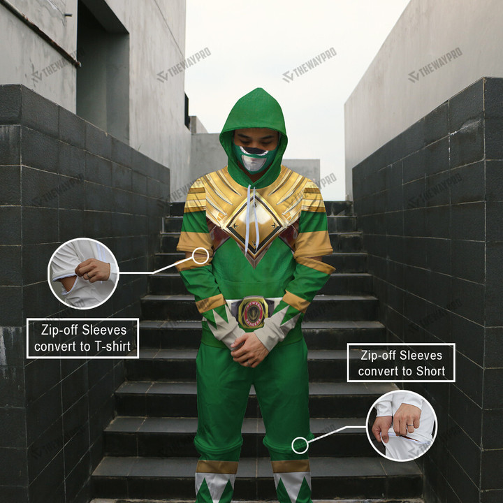 [BUY 1 SET GET 1 MASK FREE + FREESHIPPING] Mighty Morphin Green Power Ranger Custom Convertible Set