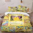 Anime Pkm Pikachu Cards Version 2 Custom Bedding Set Twin 3Pcs