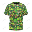 Anime Pkm Grass Seamless Pattern Custom T-Shirt Apparel / S Bo04042250