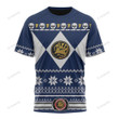 Mighty Morphin Blue Power Rangers Ugly Christmas Custom T-Shirt