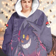 Anime Pkm Gengar Custom Fleece Blanket Hoodie