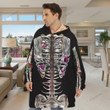 Flower Skeleton Custom Fleece Hoodie Blanket