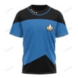Star Trek The Next Generation Duty Uniform Blue Suit Custom T-Shirt