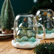 2 Layers Tempered Glass Christmas Tree Mug