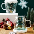 2 Layers Tempered Glass Christmas Tree Mug