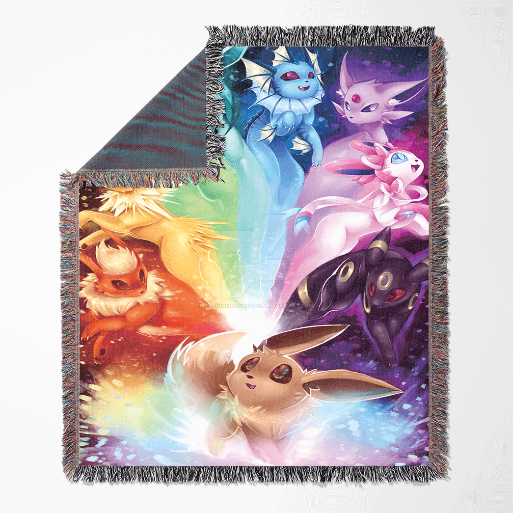 Anime Eevee Rainbow Custom Woven Blanket