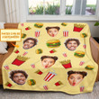 Personalized Face and Hamburger Custom Soft Blanket