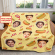 Personalized Face and Hotdog Custom Soft Blanket