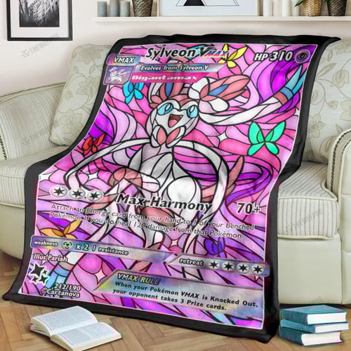 Anime Card Sylveon Hybrid Vmax Stain Glass Custom Soft Blanket