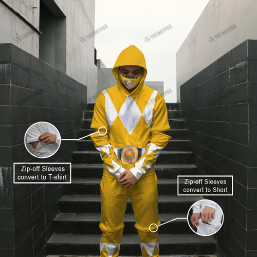 [BUY 1 SET GET 1 MASK FREE + FREESHIPPING] Mighty Morphin Yellow Power Ranger Custom Convertible Set