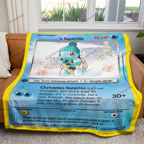 Christmas Squirtle Custom Name Gift Soft Blanket