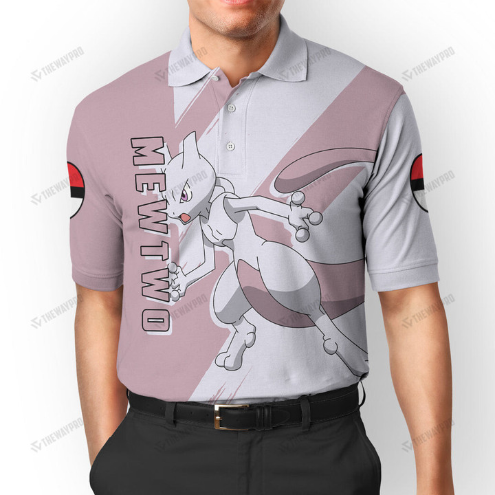 Anime Pkm Mewtwo Custom Polo Shirt / S