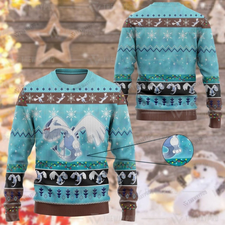 Anime Pkm Lugia Custom Imitation Knitted Sweatshirt Thicken / Xs
