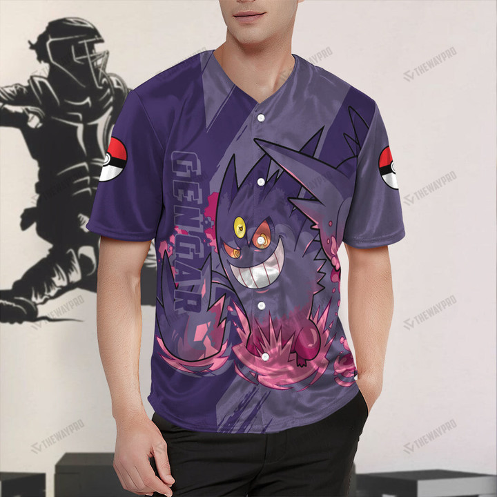 Anime Pkm Gengar Custom Baseball Jersey / Xs Bo23032216