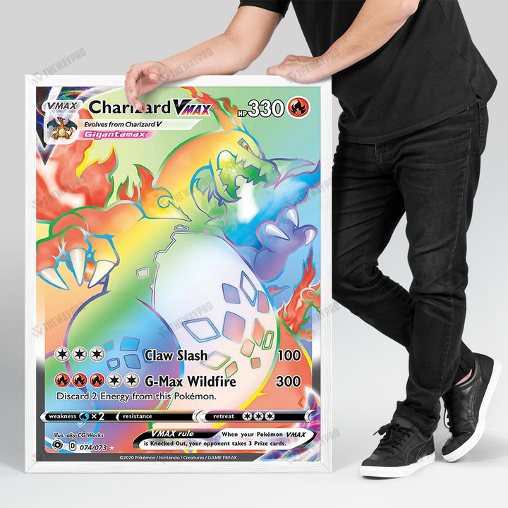 Anime Pkm Charizard Vmax Custom Canvas With Frame / 3.9 X 5.9