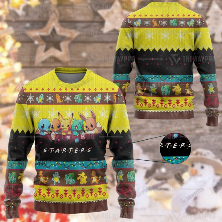 Anime Pkm Starters Custom Imitation Knitted Sweatshirt Thicken / Xs