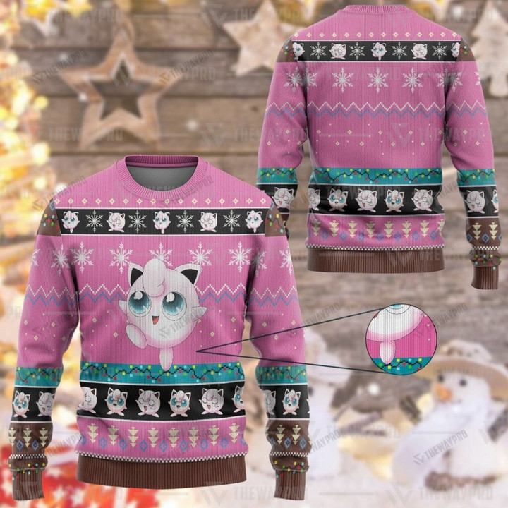Anime Pkm Jigglypuff Custom Imitation Knitted Sweatshirt Thicken / Xs