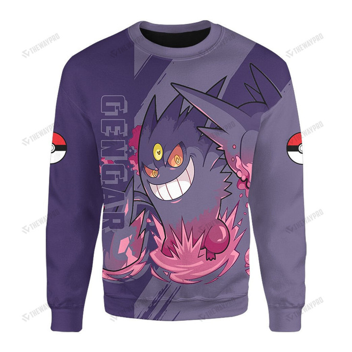 Anime Pkm Gengar Custom Hoodie Apparel Sweatshirt / S