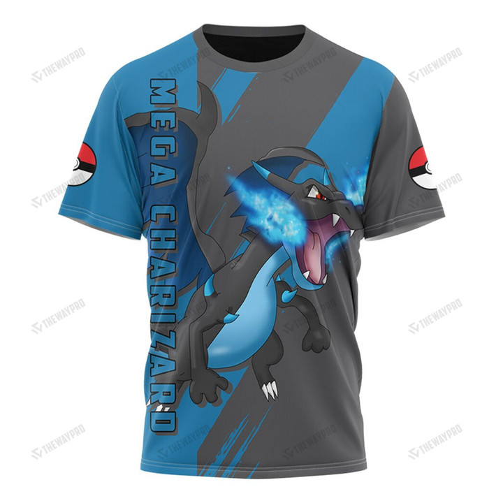 Anime Pkm Mega Charizard Custom T-Shirt Apparel / S
