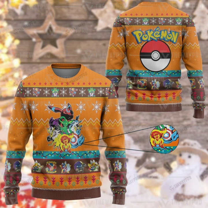 Anime Pkm Eevengers Custom Christmas Ugly Imitation Knitted Sweatshirt Thicken / Xs