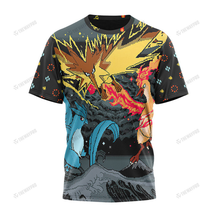 Anime Pkm Articuno Zapdos Moltres Pixel Custom T-Shirt Apparel / S Bt24032214