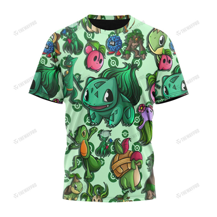 Anime Pkm Grass Custom T-Shirt / S Bl1903221
