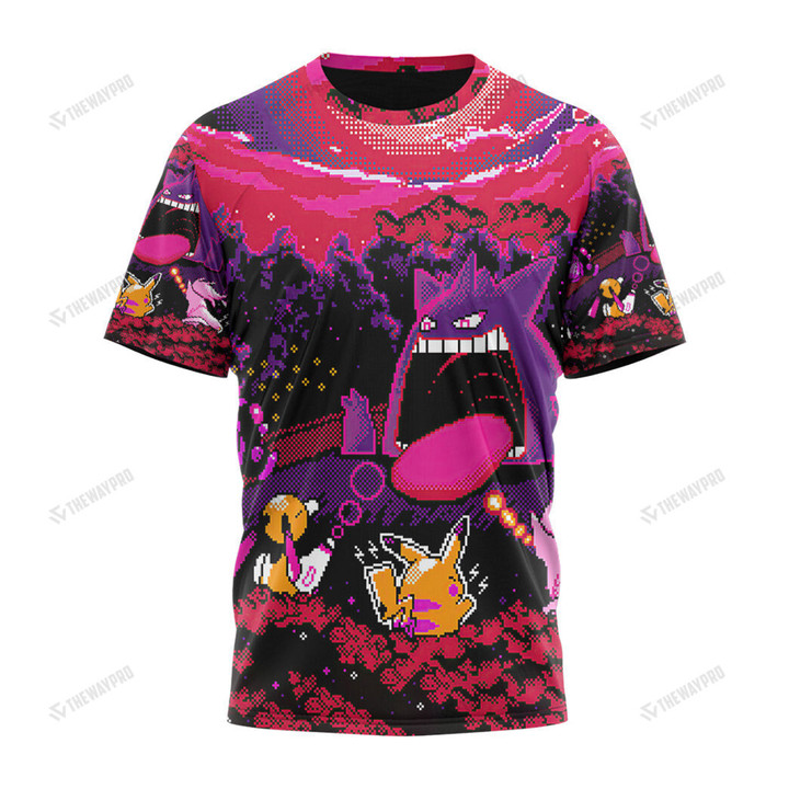 Anime Pkm Gengar Ghost Pixel Custom T-Shirt Apparel / S Bt24032201