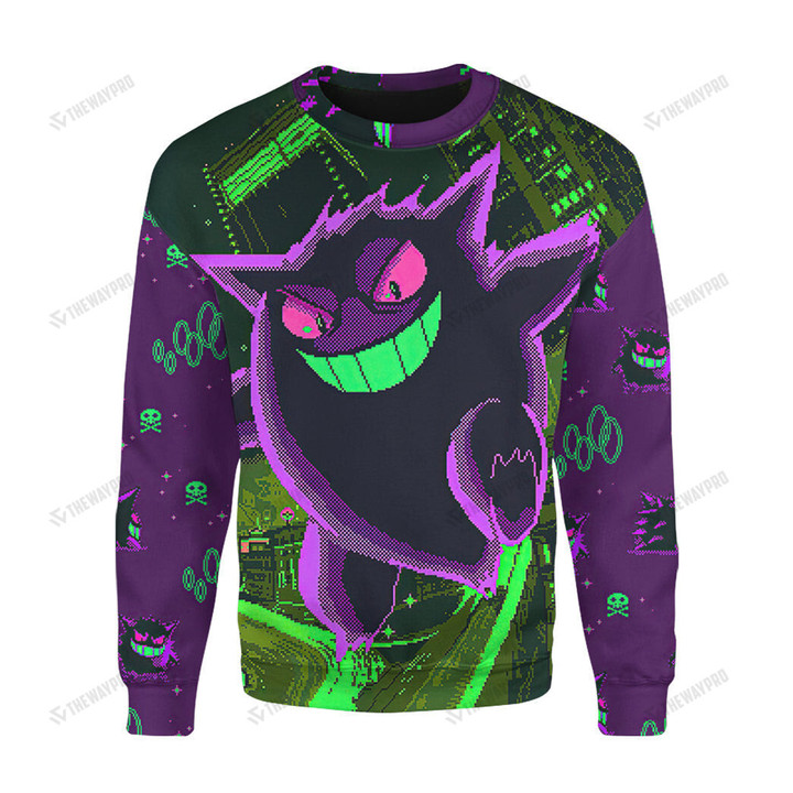 Anime Pkm Gengar Ghost Pixel Custom Sweatshirt Apparel / S Bt24032203