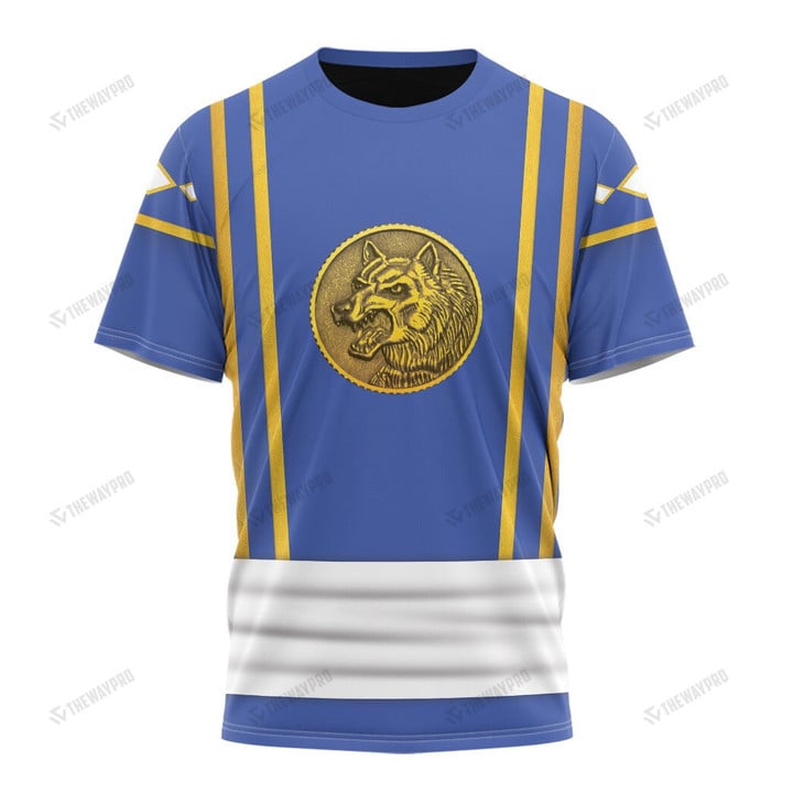 Mighty Morphin Power Ranger Ninja Rangers Blue Wolf Custom T-Shirt