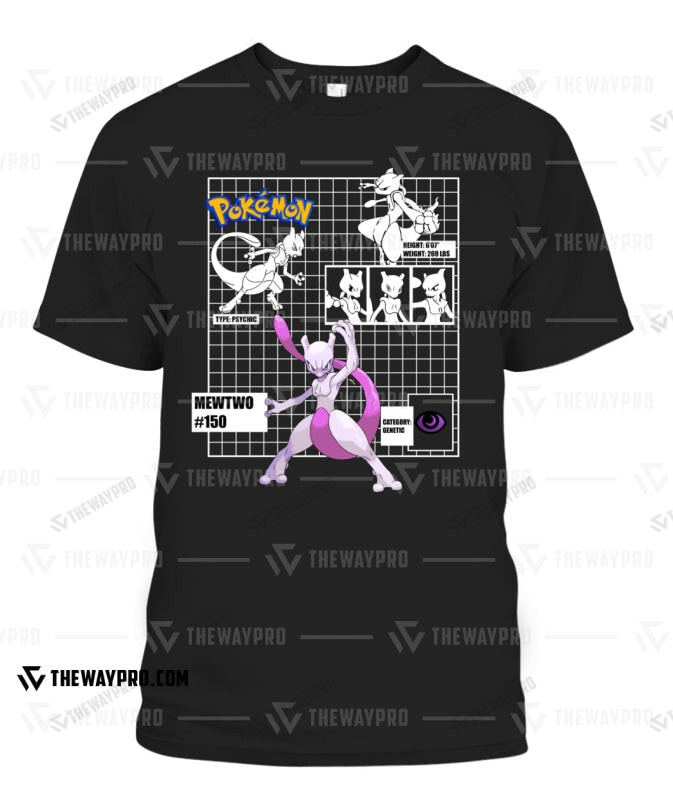 Anime Pkm Mewtwo #150 Custom Graphic Apparel Popular Tee - Unisex / Black S Printed