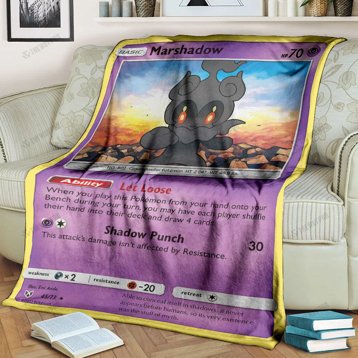 Anime Pkm Marshadow Shining Legends Custom Soft Blanket / S/(43X55)