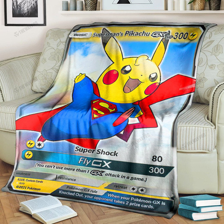 Anime Pkm Supermans Pikachu Custom Soft Blanket / S/(43X55)