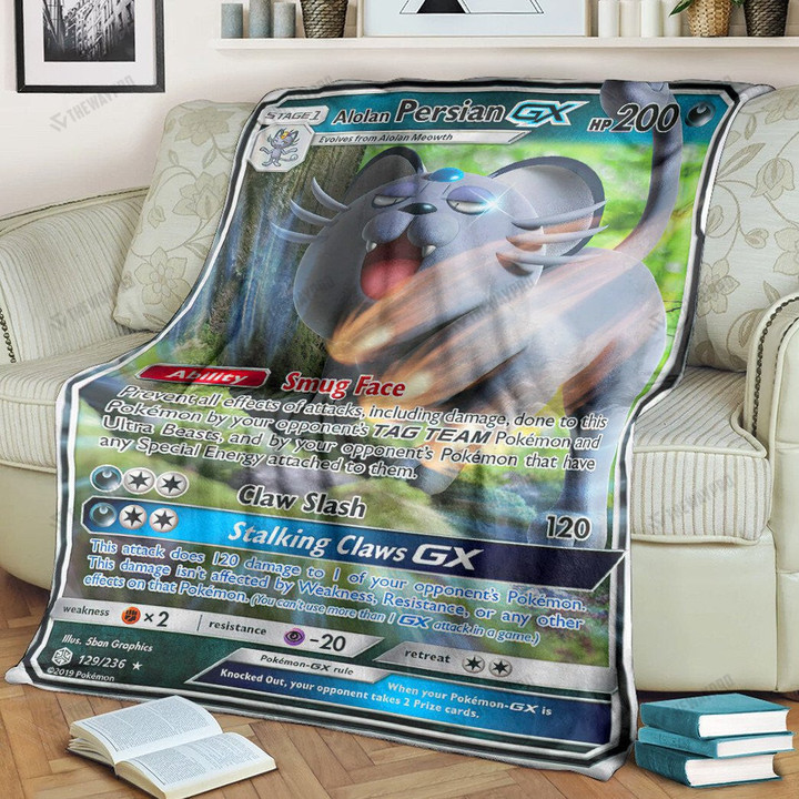 Anime Pkm Alolan Persian-Gx Cosmic Eclipse Custom Soft Blanket / S/(43X55)