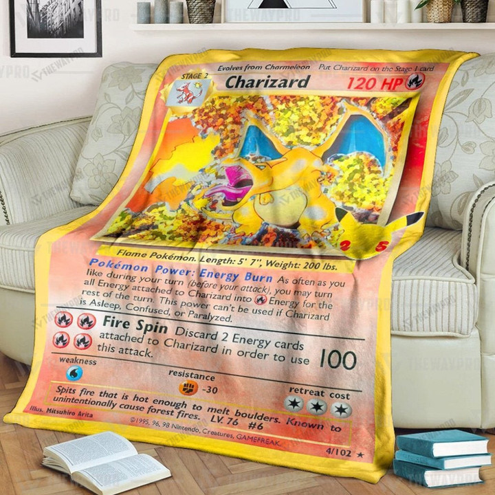 Anime Pkm Charizard Celebrations Holo Custom Soft Blanket / S/(43X55)