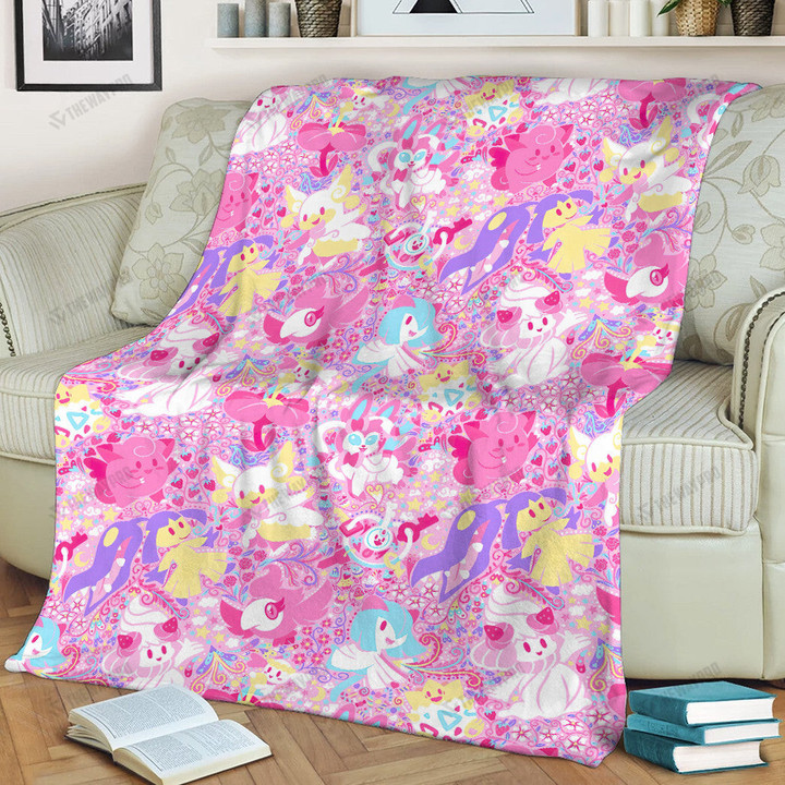 Anime Pkm Fairy Seamless Pattern Custom Soft Blanket / S/(43X55) Bo07032235