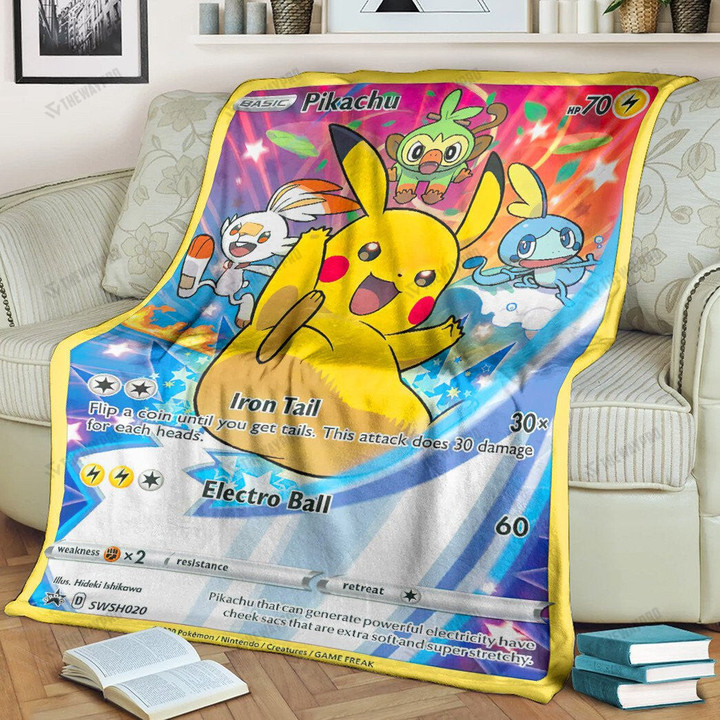 Anime Pkm Pikachu Sword & Shield Promos Custom Soft Blanket / S/(43X55)