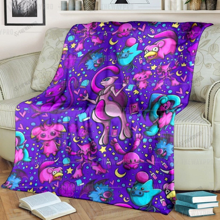Anime Pkm Psychic Version 2 Featuring Mewtwo Soft Blanket / S/(43X55)