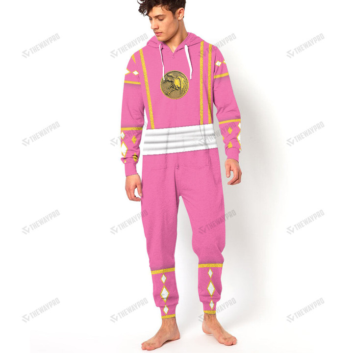 Mighty Morphin Ninjetti Pink Crane Ranger Custom Hooded Jumpsuit