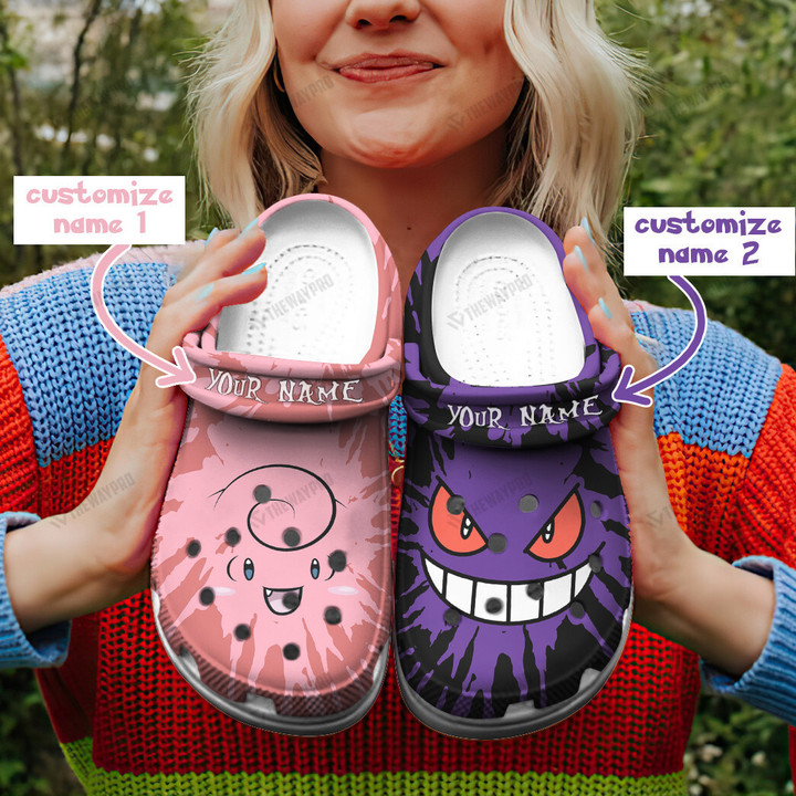 Gengar And Clefable Tie Dye Face Custom Classic Clogs